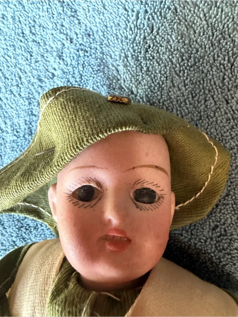 Classic Green and Cream Fashion Doll with Detailed Coat and Hat